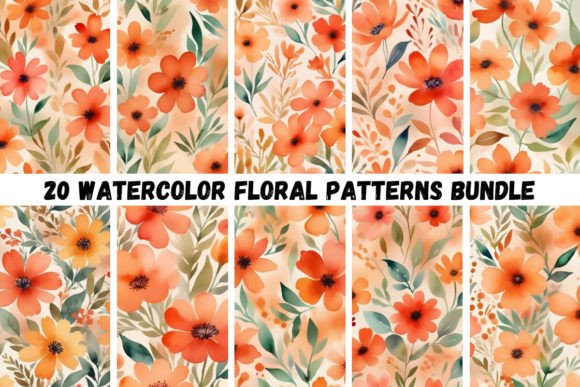 20 Watercolor Floral Patterns 4 for Creative Projects