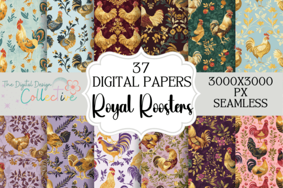 Antique Roosters Seamless Patterns: A Vintage Design Collection