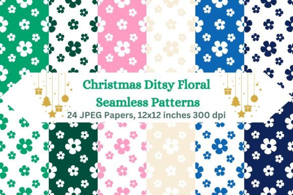 Christmas Ditsy Floral Seamless Patterns