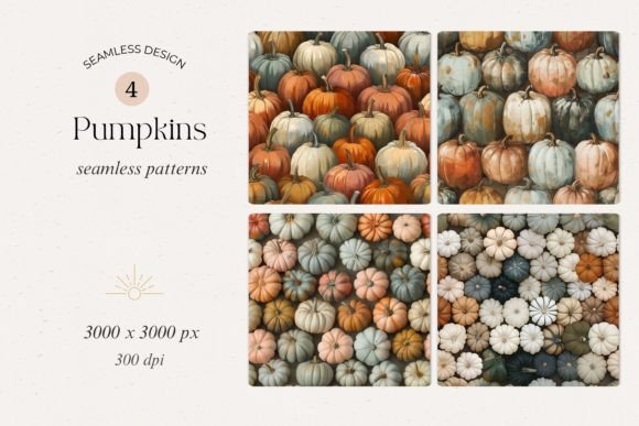 Colorful Pumpkins Seamless Patterns