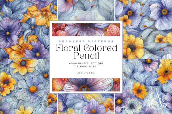 Floral Colored Pencil Seamless Patterns for Creatives