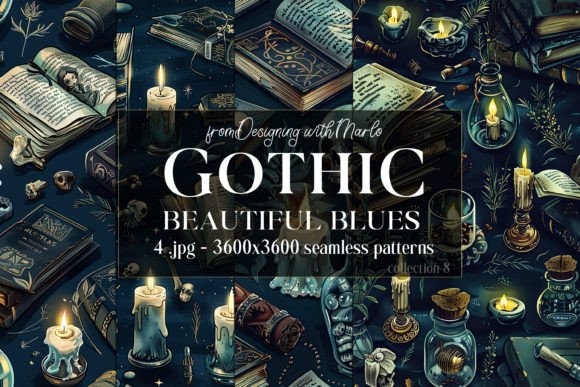 Gothic Wiccan Blue Seamless Patterns 8: Elevating Your Creative Projects with Authentic Design