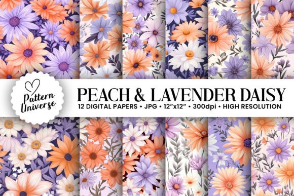 Peach Lavender Daisy Flower Patterns: A Versatile Digital Resource for Modern Creators