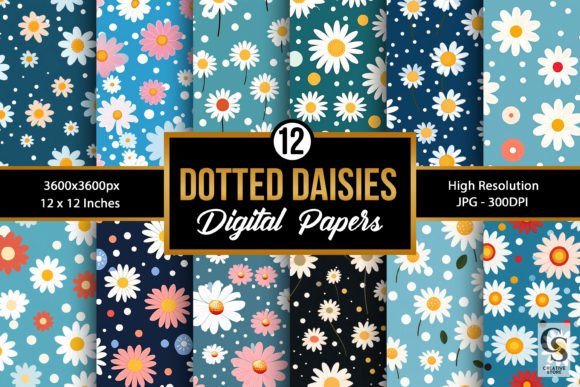 Polka Dots Daisy Flowers Patterns for Creative Projects