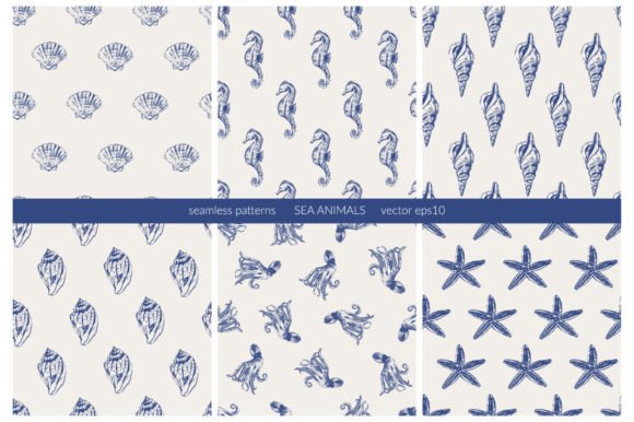 Sea Animals Seamless Patterns