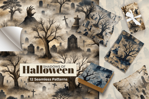 Shadows of Halloween Seamless Patterns
