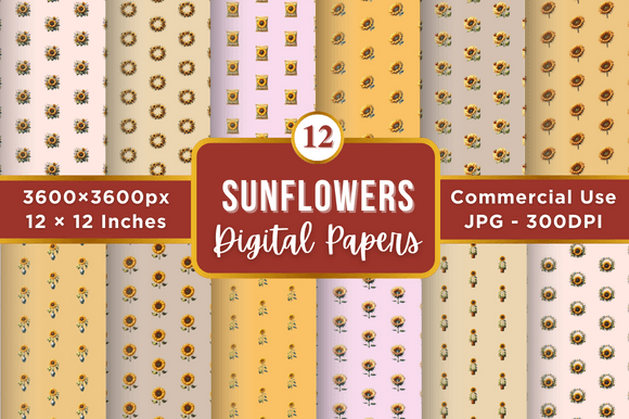 Sunflowers Digital Paper Patterns: Premium Assets for Modern Design