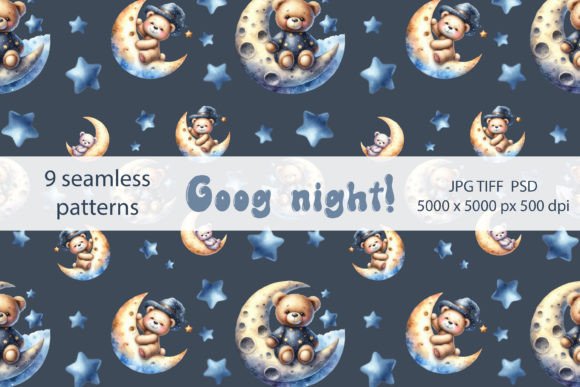 Watercolor Seamless Patterns Good Night: Bringing Soft Dreams to Modern Design