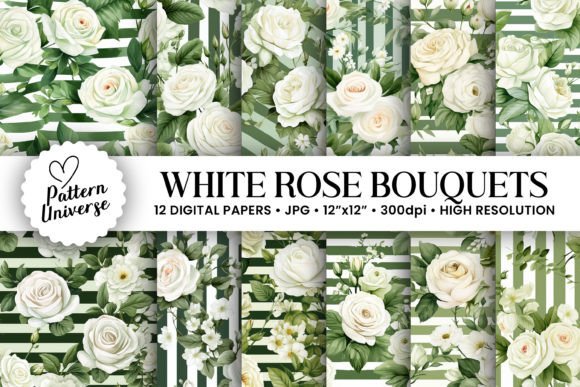 White Rose Bouquets and Stripes Patterns: A Strategic Asset for Creative Professionals